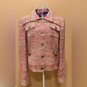 David Meister Silk Tweed Jacket Multicolor Size 10